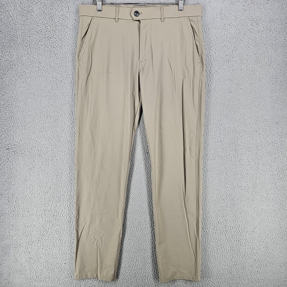 Greyson Pants Mens 34x32 Beige Golf Performance Stretch Chino Flat Front Casual